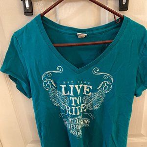 Harley Davidson Graphic T - Woodstock, Il - Medium Size - Women